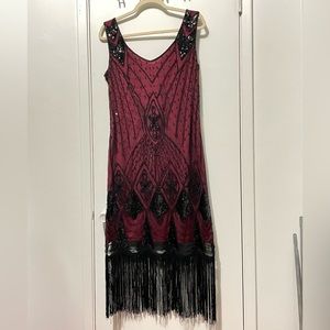 Flapper Style Party Dress with Fringe Bottom